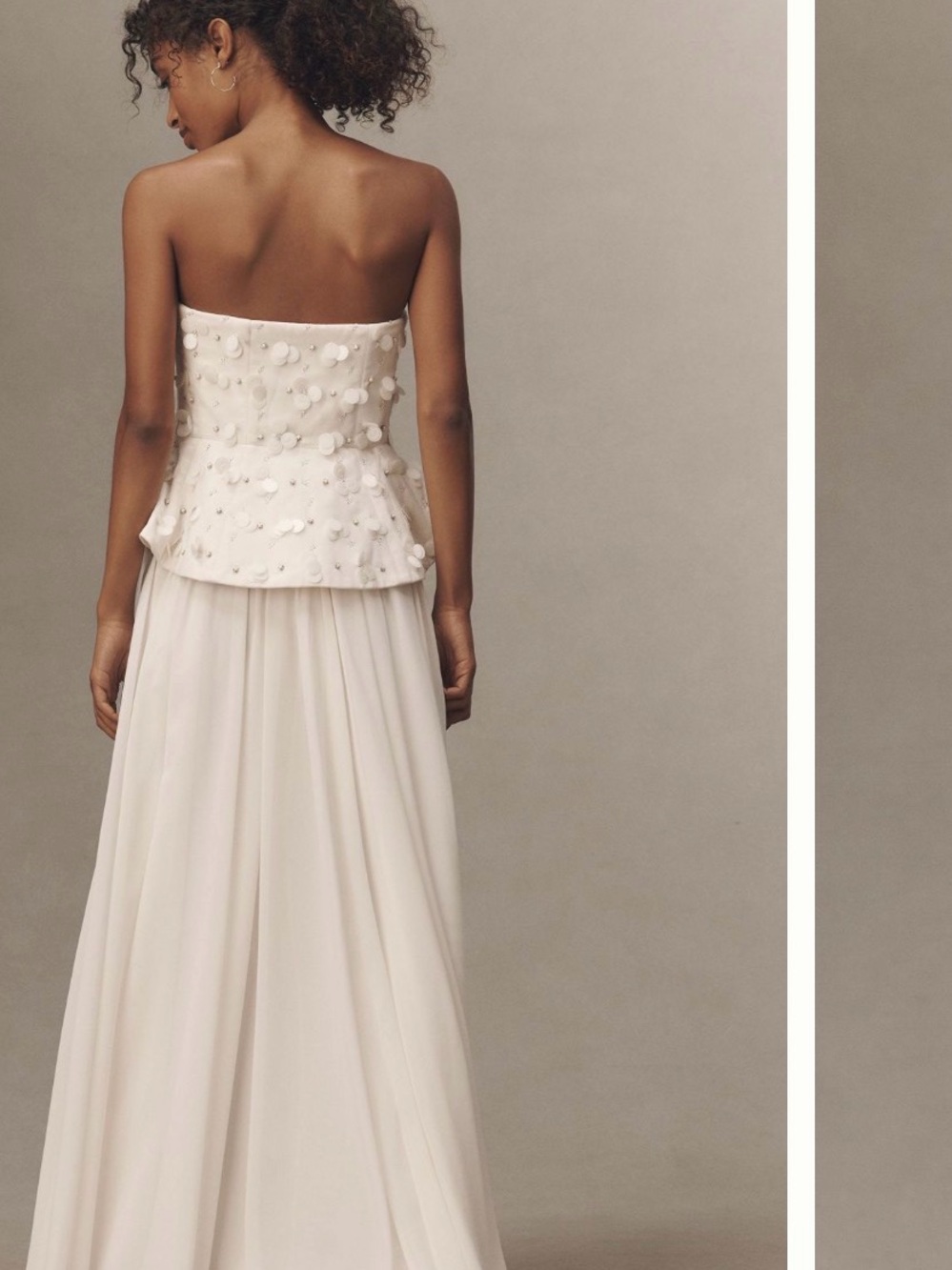 BHLDN Ivory Strapless Peplum Gown with Floral Appliqués from Anthropology - Picture 3 of 5